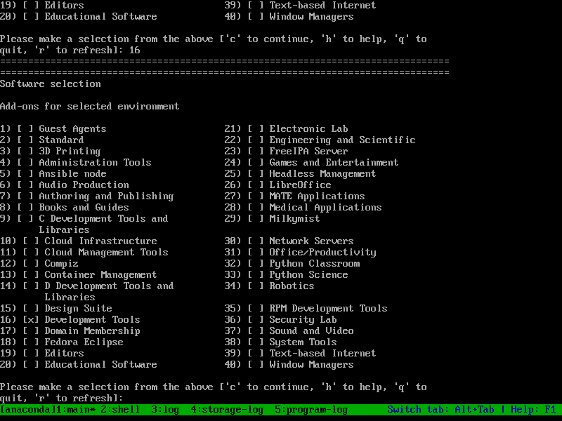 Add-ons for selected environment