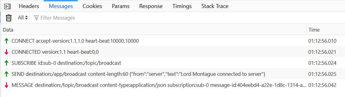 Firefox Web Developer - Network - Messages